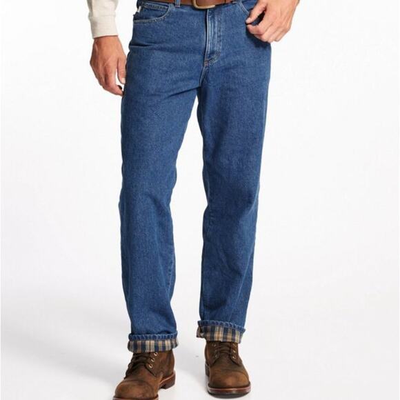 Vintage L.L. Bean Relaxed Fit Flannel Lined Jeans Size 36x30 - Picture 1 of 11